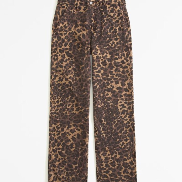 Abercrombie & Fitch Denim - Abercrombie & Fitch Brown Leopard Print Cropped Jeans